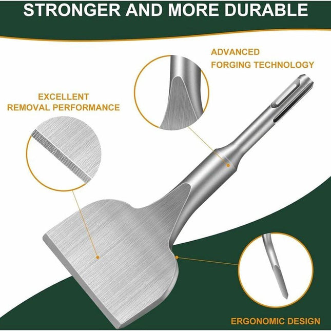 Chisel - 17 * 165 * 75 mm - Tile chisel - slanted chisel - stone chisel - cold chisel - flat chisel - hammer drill chisel - tile chisel for SDS-plus - 40CR chrome steel - silver - 25° bend - for tiles concrete stone masonry.