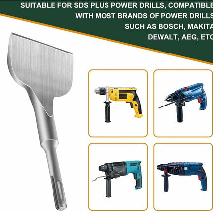 Chisel - 17 * 165 * 75 mm - Tile chisel - slanted chisel - stone chisel - cold chisel - flat chisel - hammer drill chisel - tile chisel for SDS-plus - 40CR chrome steel - silver - 25° bend - for tiles concrete stone masonry.