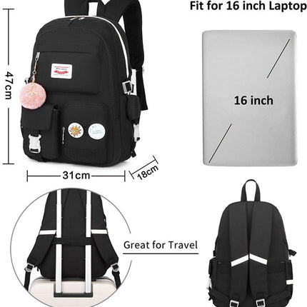 Backpack - School Bag - Backpack - Girl Backpack - School Backpack - School Bag - Laptop Backpack - 30 Liters - BlackA.