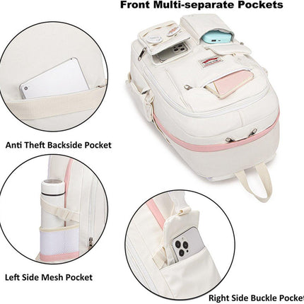 Backpack - School Bag - Backpack - Girl Backpack - School Backpack - School Bag - Laptop Backpack - 30 Liters - WhiteB.