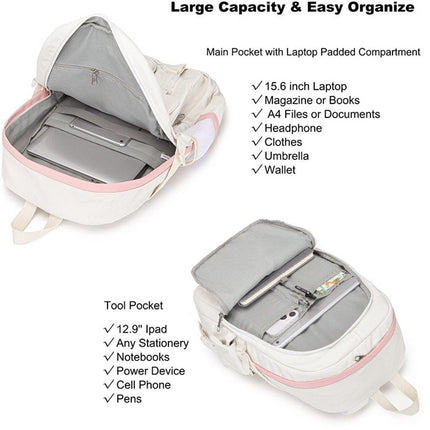 Backpack - School Bag - Backpack - Girl Backpack - School Backpack - School Bag - Laptop Backpack - 30 Liters - WhiteB.