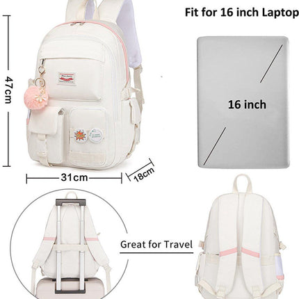 Backpack - School Bag - Backpack - Girl Backpack - School Backpack - School Bag - Laptop Backpack - 30 Liters - WhiteB.