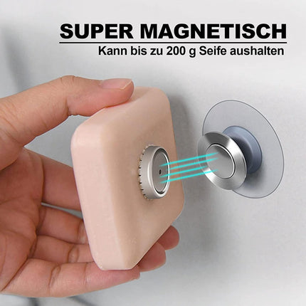 6 pieces magnetic soap holder - Magnetic soap holders with suction cup - Magnetic shower soap holder - Stainless steel wall bracket - No drilling required - Bathroom kitchen toilet - 40X26MM.