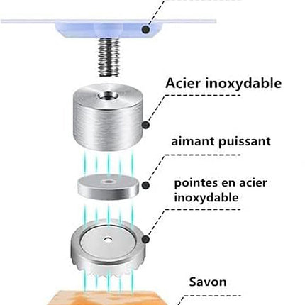6 pieces magnetic soap holder - Magnetic soap holders with suction cup - Magnetic shower soap holder - Stainless steel wall bracket - No drilling required - Bathroom kitchen toilet - 40X26MM.