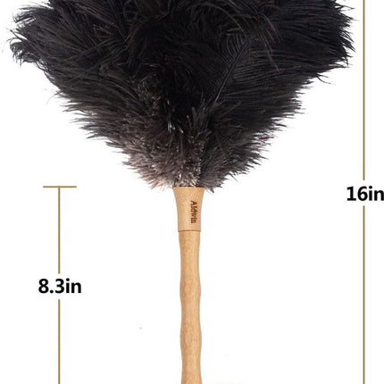 Ostrich Feather Duster - 40cm Long - Wooden Handle - Universal - Brown - Reusable and Washable Car Dusters - Eco-Friendly Cleaning Dusters - Feather Dusters.