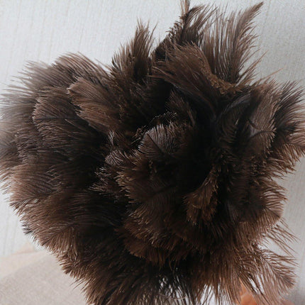 Ostrich Feather Duster - 40cm Long - Wooden Handle - Universal - Brown - Reusable and Washable Car Dusters - Eco-Friendly Cleaning Dusters - Feather Dusters.