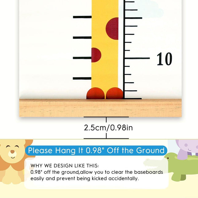 Children's measuring stick - Growth chart for children - Size gauge - 20*200 cm - Wall mounting - Decoration for children's room - Measuring ruler for babies, girls, boys - Giraffe.