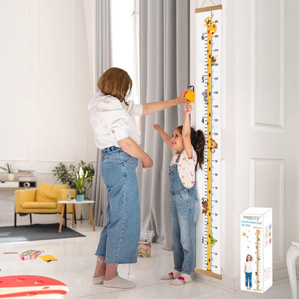 Children's measuring stick - Growth chart for children - Size gauge - 20*200 cm - Wall mounting - Decoration for children's room - Measuring ruler for babies, girls, boys - Giraffe.