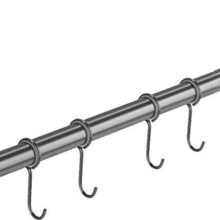 Kitchen hooks - with 5 hooks - hanging rail kitchen rail wall bracket - Kitchen organizer - To hang spatulas, soup spoons or knives - Towel rack - Hanging rack - Hanging hooks - Wall hooks - gun grey - 40cm - stainless steel.
