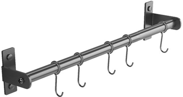 Kitchen hooks - with 5 hooks - hanging rail kitchen rail wall bracket - Kitchen organizer - To hang spatulas, soup spoons or knives - Towel rack - Hanging rack - Hanging hooks - Wall hooks - gun grey - 40cm - stainless steel.