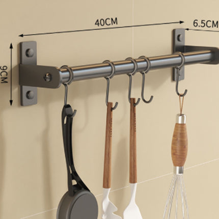 Kitchen hooks - with 5 hooks - hanging rail kitchen rail wall bracket - Kitchen organizer - To hang spatulas, soup spoons or knives - Towel rack - Hanging rack - Hanging hooks - Wall hooks - gun grey - 40cm - stainless steel.