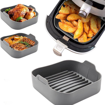 Airfryer accessories - Silicone baking dish - 2 pieces - Hot air fryer - Baking tins - Baking paper alternative - Basket baking tin - 20 CM - gray - Accessories.