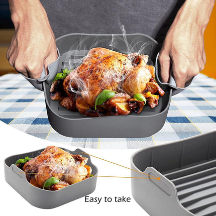 Airfryer accessories - Silicone baking dish - 2 pieces - Hot air fryer - Baking tins - Baking paper alternative - Basket baking tin - 20 CM - gray - Accessories.