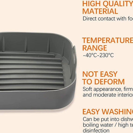 Airfryer accessories - Silicone baking dish - Hot air fryer - Baking tins - Baking paper alternative - Basket baking tin - 20 CM - including gloves and oil brush - gray - Accessories.