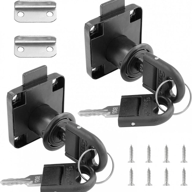 pieces - Cam Lock - furniture lock - Furniture locks - letterbox lock - security cabinet lock - drawer lock - lock with key - black - cold-rolled steel - for furniture cabinet letterbox drawer.