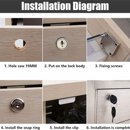 pieces - Cam Lock - furniture lock - Furniture locks - letterbox lock - security cabinet lock - drawer lock - lock with key - black - cold-rolled steel - for furniture cabinet letterbox drawer.