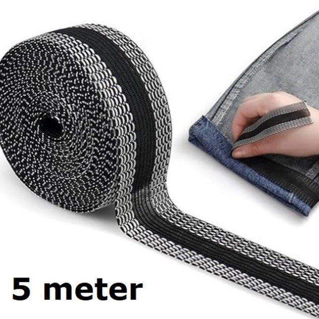 Iron-on tape - Shorten trousers - Shortening hem tape - Black - 5 meters.