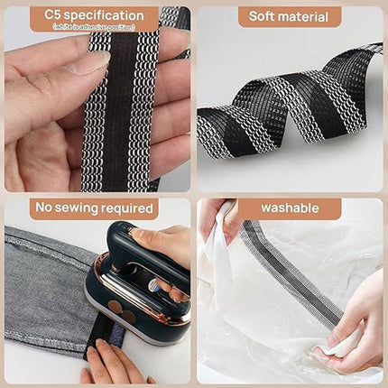 Iron-on tape - Shorten trousers - Shortening hem tape - Black - 5 meters.