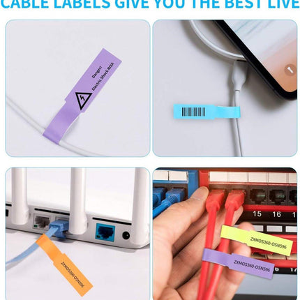Cable Markers - 20 Pieces - Cable Labels - Cable Marking Labels - Self-Adhesive - Waterproof - Tear-Resistant - Oil-Resistant - Scratch-Resistant - Handwritten - 10 Colors.