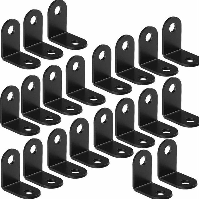 20 pieces - Corner connections - corner anchor - corner connectors - fixed bracket - corner bracket - 26x26 MM - iron - black - 90 degrees - Including screws.