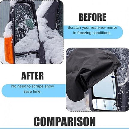 Pieces - Side Mirror Cover - Car Side Mirror Protective Cover - Anti-Frost Cover - Rearview Mirror Protective Cover - 420D Oxford Cloth - Universal - Waterproof - Protection - Black - 33*27cm.