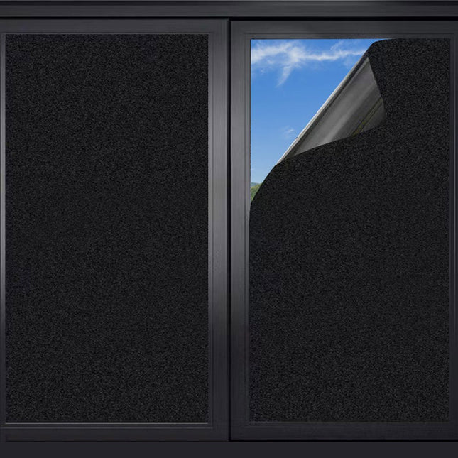 Window Film - Blackout Window Film - Sun Protection - Blackout Cloth - Black - Window Sticker - 45x100cm - Privacy Film Glass Windows - Adhesive Film Window.