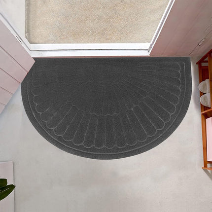 Rubber doormat - Semi-circular - Outdoor Anti-slip Washable Doormat - Rain - Outdoor - Indoor doormat - Dark gray - Drying mat - 60 * 90 cm - cleaning mat - outdoor - hall - balcony.