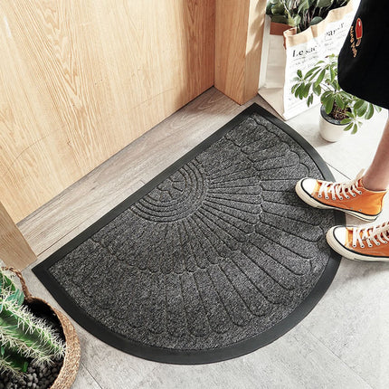 Rubber doormat - Semi-circular - Outdoor Anti-slip Washable Doormat - Rain - Outdoor - Indoor doormat - Dark gray - Drying mat - 60 * 90 cm - cleaning mat - outdoor - hall - balcony.