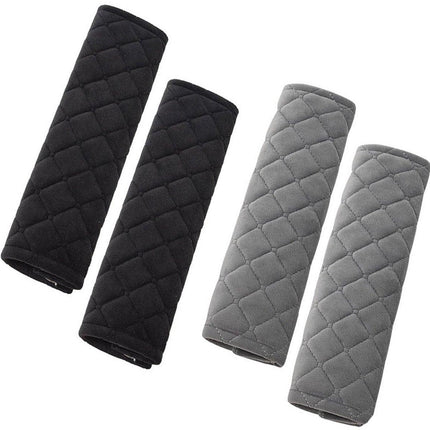 Seat Belt Covers - 4 Pieces - Seat Belt Cushion - Seat Belt Protector - Seat Belt Cover - Shoulder Covers - Car Seat Belt Cover - Shoulder Cover - Car Seat Belt Protector - Universal - Black + Gray - 27cm.