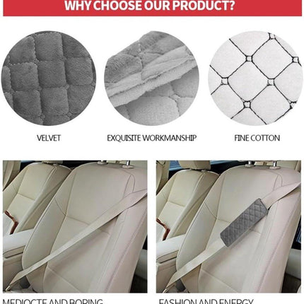 Seat Belt Covers - 4 Pieces - Seat Belt Cushion - Seat Belt Protector - Seat Belt Cover - Shoulder Covers - Car Seat Belt Cover - Shoulder Cover - Car Seat Belt Protector - Universal - Black + Gray - 27cm.