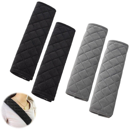 Seat Belt Covers - 4 Pieces - Seat Belt Cushion - Seat Belt Protector - Seat Belt Cover - Shoulder Covers - Car Seat Belt Cover - Shoulder Cover - Car Seat Belt Protector - Universal - Black + Gray - 27cm.