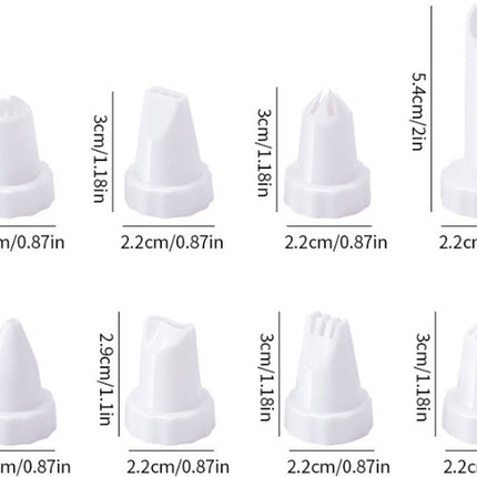Set of 9 pieces - Piping tips - Garnishing syringe - with 8 piping tips - Whipped cream syringe - cupcake - decoration set - cake - decoration - Reusable - plastic - 15.6*6.4cm - white.