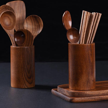 Cutlery Stand - Wooden Kitchen Utensil Holder - Cutlery Holder - Countertop Organizer - Cutlery Drainer - Chopstick Holder - Wood - 15cm - Kitchen Aid for Kitchen - Kitchen Organizer.
