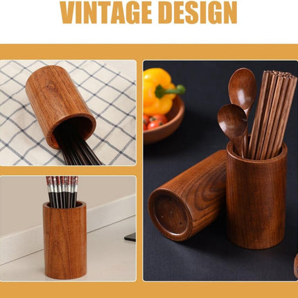 Cutlery Stand - Wooden Kitchen Utensil Holder - Cutlery Holder - Countertop Organizer - Cutlery Drainer - Chopstick Holder - Wood - 15cm - Kitchen Aid for Kitchen - Kitchen Organizer.