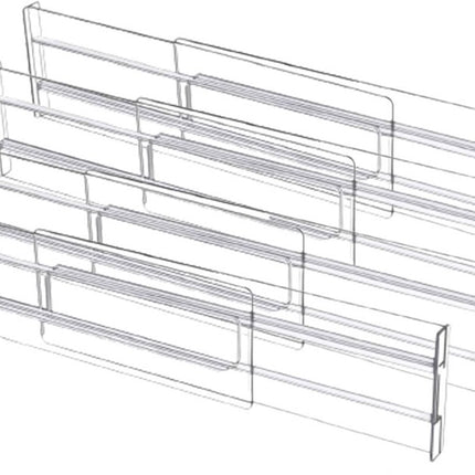 Drawer divider - 4 pieces - Drawer divider - Drawer organizer - Tools - Adjustable/extendable (27.5-52 cm) - For Clothes/Kitchen/Bathroom/Wardrobe - Transparent - Plastic.