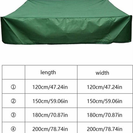 Waterproof sandpit cover - with drawstring - green - 120 x 120 x 20 cm - for sandpit, pool, patio, garden, square - Oxford cloth - waterproof, windproof, dustproof - suitable for protecting children's toys.