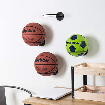 4 pieces - ball holder - wall bracket - sports ball rack - wall mounted - ball wall holder - for basketballs, football, volleyball - black - metal - 23.5*6.5*18.4cm.