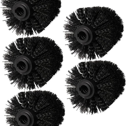 Toilet Brush Head - 5 Pieces - Loose Brush Head for Toilet Brush - Plastic - Loose Toilet Brush Head - Brush Head Set for Toilet Brush - Universal - Thread 12 mm - Suitable for Bathrooms - 80*100mm - Black.