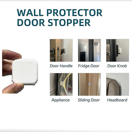 6 Pieces - Door Protectors - White - Indoor Door Stops - Wall Protector - Door Buffer - Self-Adhesive - Wall Protection - 42*42*12mm - Silicone - Door Handle Buffers.