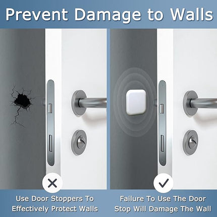 6 Pieces - Door Protectors - White - Indoor Door Stops - Wall Protector - Door Buffer - Self-Adhesive - Wall Protection - 42*42*12mm - Silicone - Door Handle Buffers.