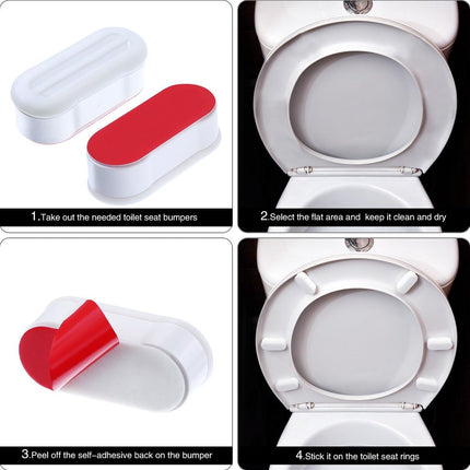 Toilet Seat Buffers - 8 Pieces - Toilet Seat Buffers - Extend Bidet Life - Toilet Seat Buffers - Silent and Soft Closing - Protect Toilet Seat - White - Self-adhesive - TPE, ABS and Plastic.