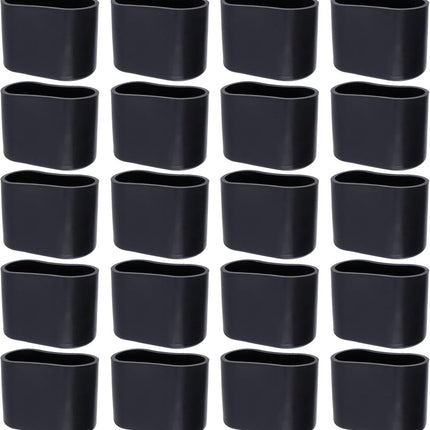 Chair Leg Caps - 20 Pieces - Chair Leg Protectors - PVC - Oval Furniture Leg Protectors - Floor Protectors - Furniture Protectors - Suitable for Furniture Protection - 16mm x 34mm - Black.