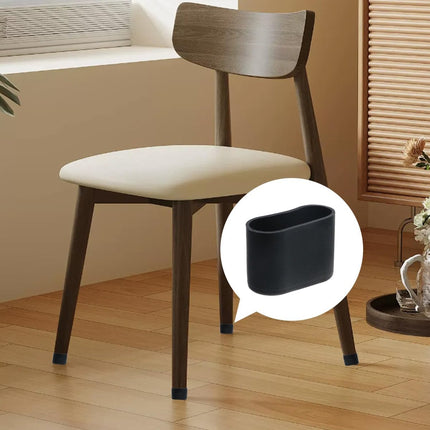 Chair Leg Caps - 20 Pieces - Chair Leg Protectors - PVC - Oval Furniture Leg Protectors - Floor Protectors - Furniture Protectors - Suitable for Furniture Protection - 16mm x 34mm - Black.