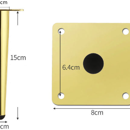 Furniture legs - 4 pieces - 15 cm - Table legs - Furniture leg - Sofa leg - Furniture legs - Cabinet legs - Furniture leg fittings - Gold - Metal - For cabinet, sofa and table.