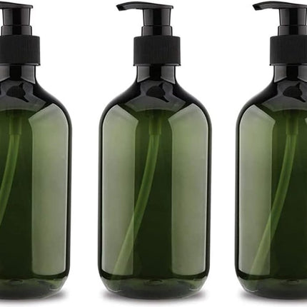 Pump bottles - Shampoo dispensers - soap dispenser - 3 pieces - 500 ml - refillable - PET - Transparent green - for conditioner, shower gel and lotion.