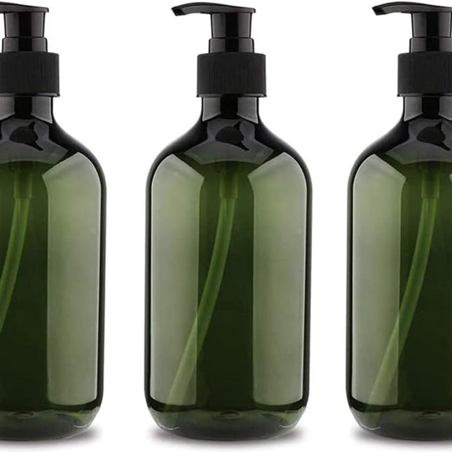 Pump bottles - Shampoo dispensers - soap dispenser - 3 pieces - 500 ml - refillable - PET - Transparent green - for conditioner, shower gel and lotion.