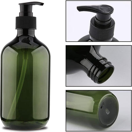 Pump bottles - Shampoo dispensers - soap dispenser - 3 pieces - 500 ml - refillable - PET - Transparent green - for conditioner, shower gel and lotion.