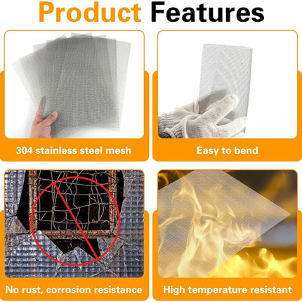 Sieve metal - 6 pieces - 30 x 21 cm - Insect net - 20 mesh - Fine mesh - Metal mesh - Insect mesh - Mouse mesh - Silver - Stainless steel - For cages, ventilation openings, gardens, window screens and filters.