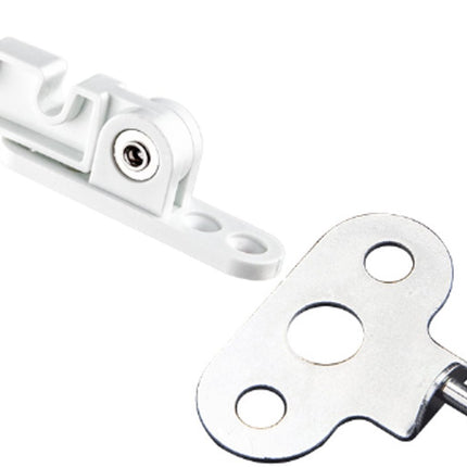 2 pieces - window holder - window limiter white - Window stays - Windows - Window fittings - Window holder & door holder - wind hook - Plastic and metal - 10.6×1.4cm - adjustable - Anti-burglary - window security - for inward-opening windows.