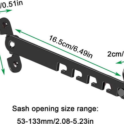 Window and Door Stopper - 2 pieces - Window Limiter - Window Security - Child Lock Window - Window Lock - 16cm - with Mounting Material - Black.